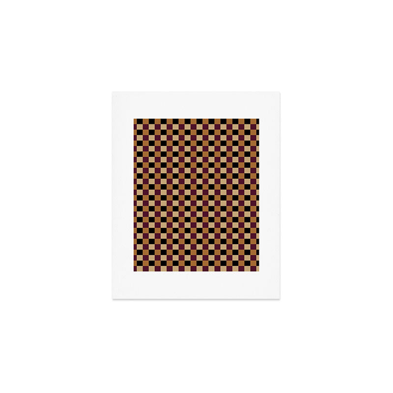 Checkered Multicolor Pattern X Black Orange Berry Art Print Gallery Image 1
