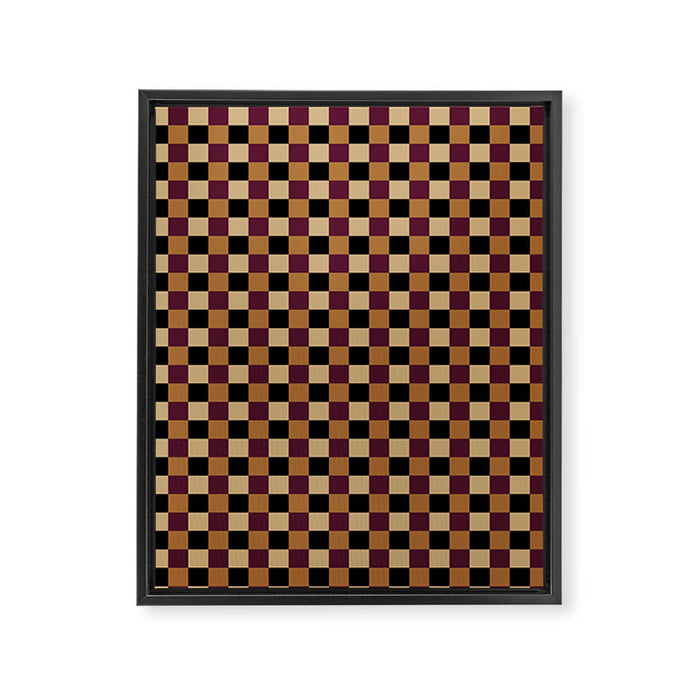 Checkered Multicolor Pattern X Black Orange Berry Framed Canvas Print Gallery Image 1