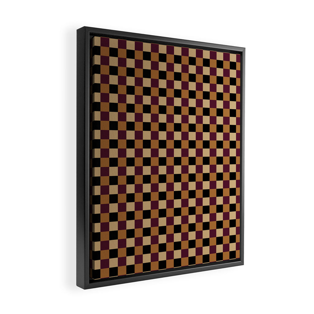 Checkered Multicolor Pattern X Black Orange Berry Framed Canvas Print Gallery Image 2