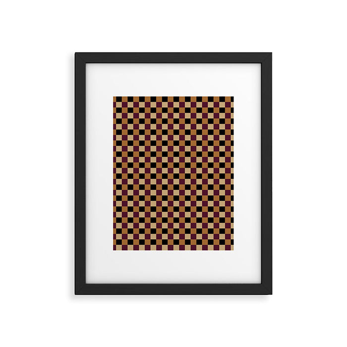 Checkered Multicolor Pattern X Black Orange Berry Framed Art Print Gallery Image 1