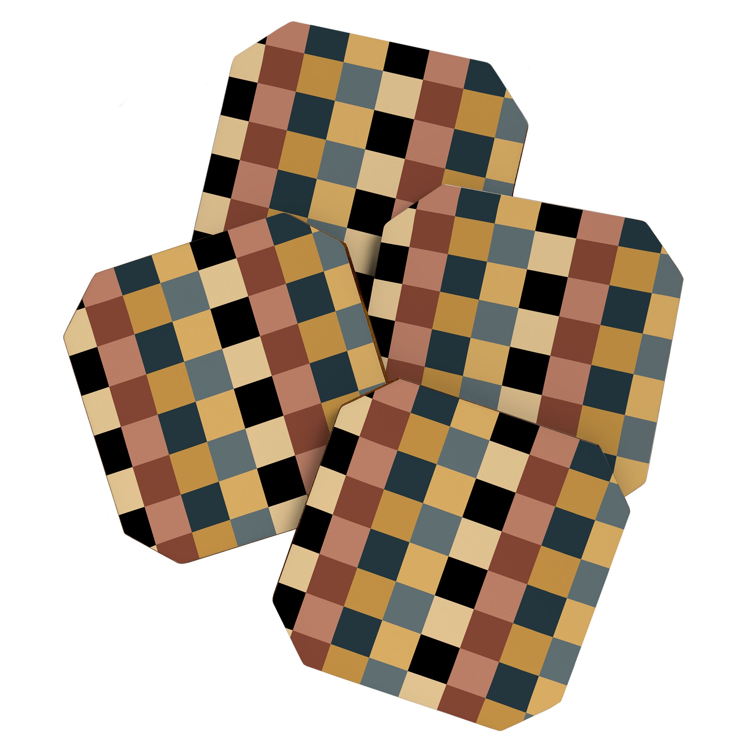 Checkered Multicolor Pattern XI Retro Midcentury Coaster Gallery Image 1