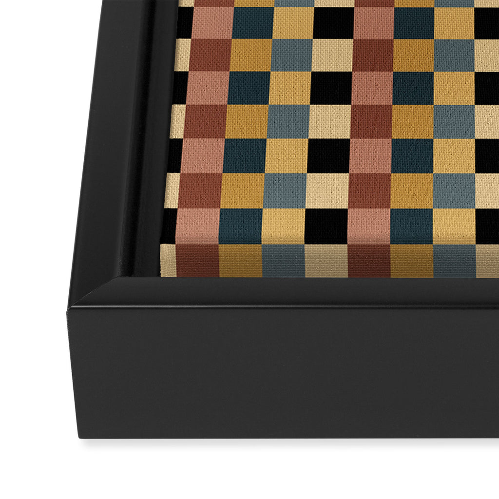 Checkered Multicolor Pattern XI Retro Midcentury Framed Canvas Print Gallery Image 3