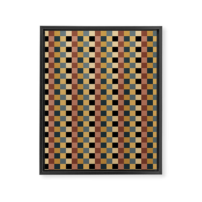 Checkered Multicolor Pattern XI Retro Midcentury Framed Canvas Print Gallery Image 1