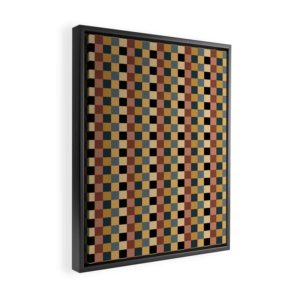 Checkered Multicolor Pattern XI Retro Midcentury Framed Canvas Print Gallery Image 2