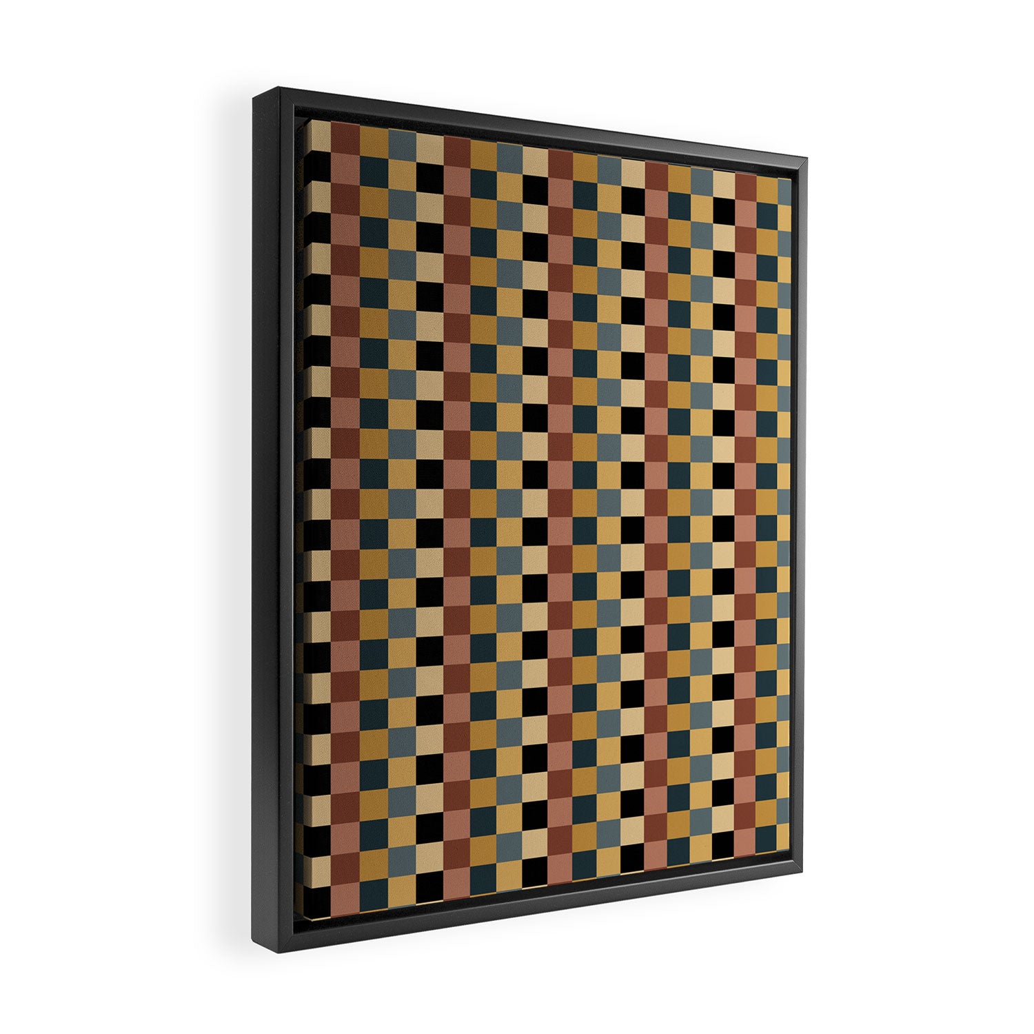 Checkered Multicolor Pattern XI Retro Midcentury Framed Canvas Print Gallery Image 2