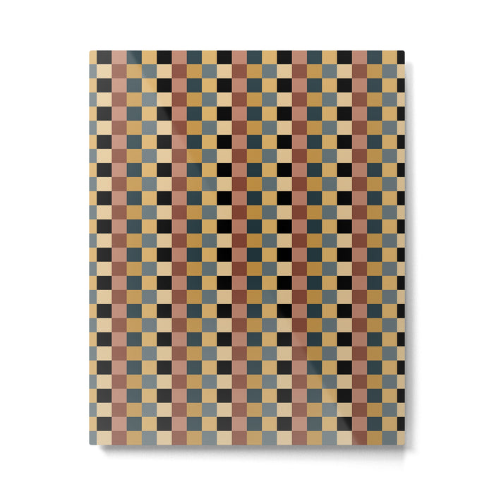Checkered Multicolor Pattern XI Retro Midcentury Metal Print Gallery Image 1