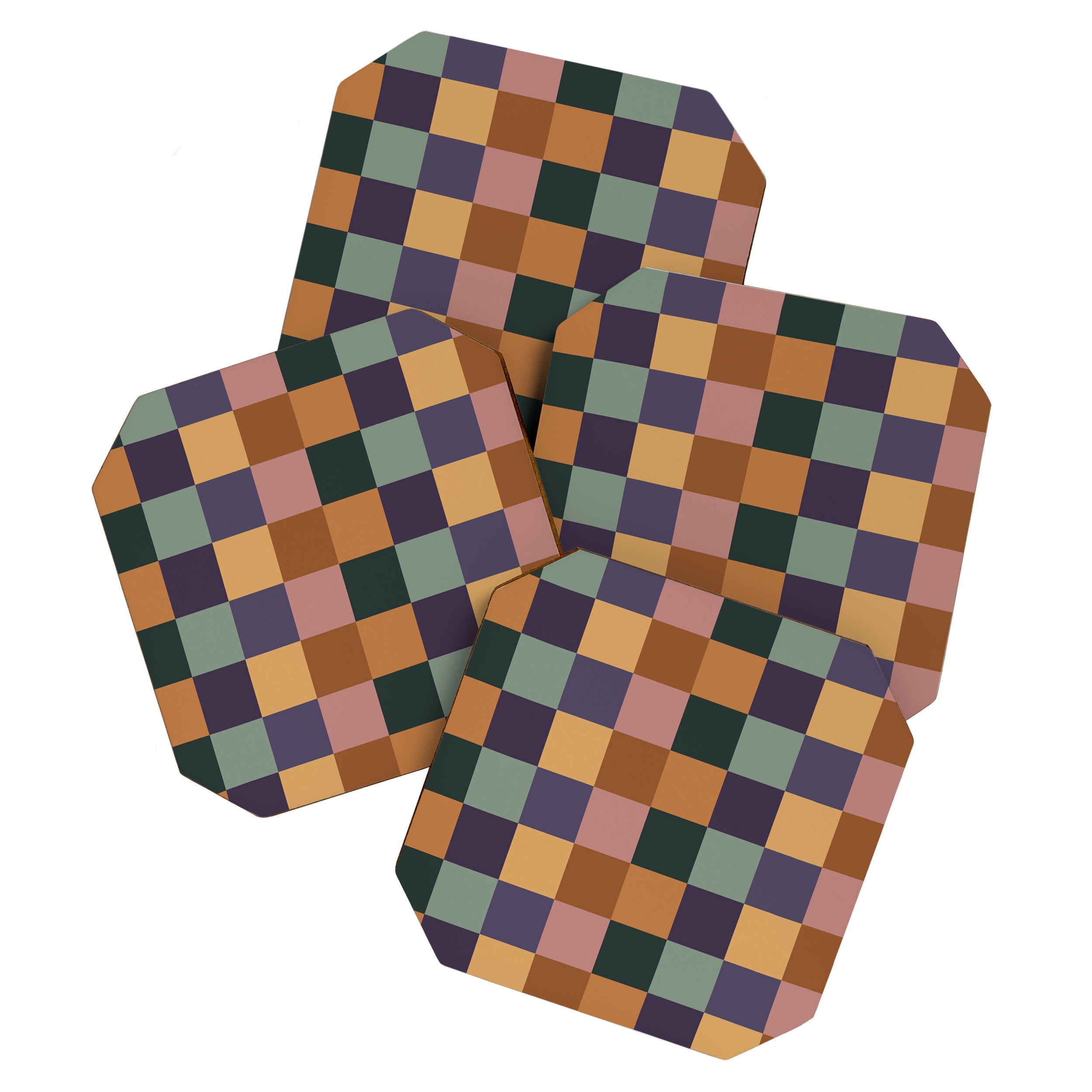 Checkered Multicolor Pattern XII Retro Coaster Gallery Image 1