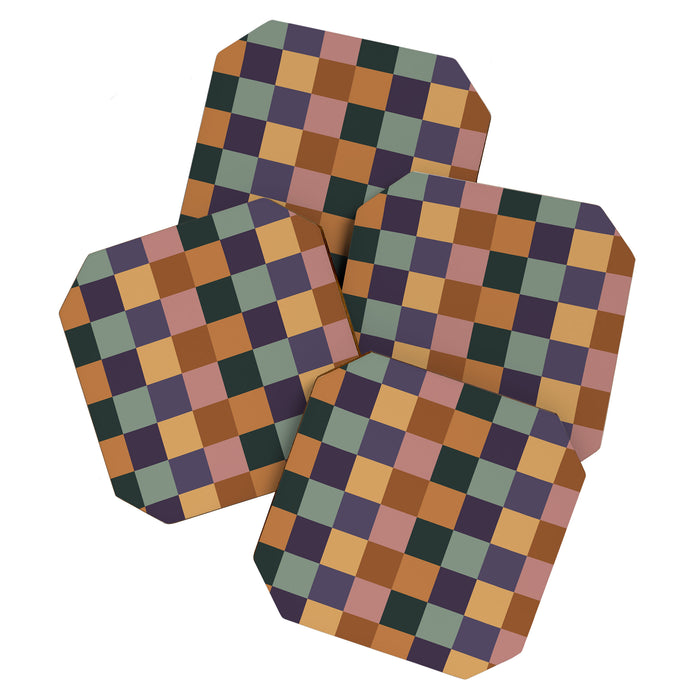 Checkered Multicolor Pattern XII Retro Coaster Gallery Image 1