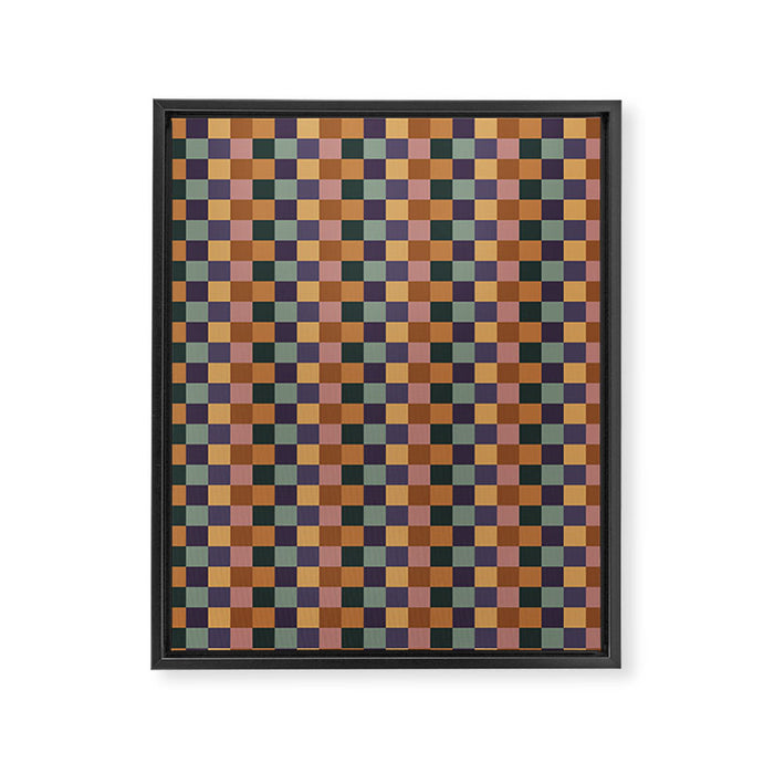 Checkered Multicolor Pattern XII Retro Framed Canvas Print Gallery Image 1