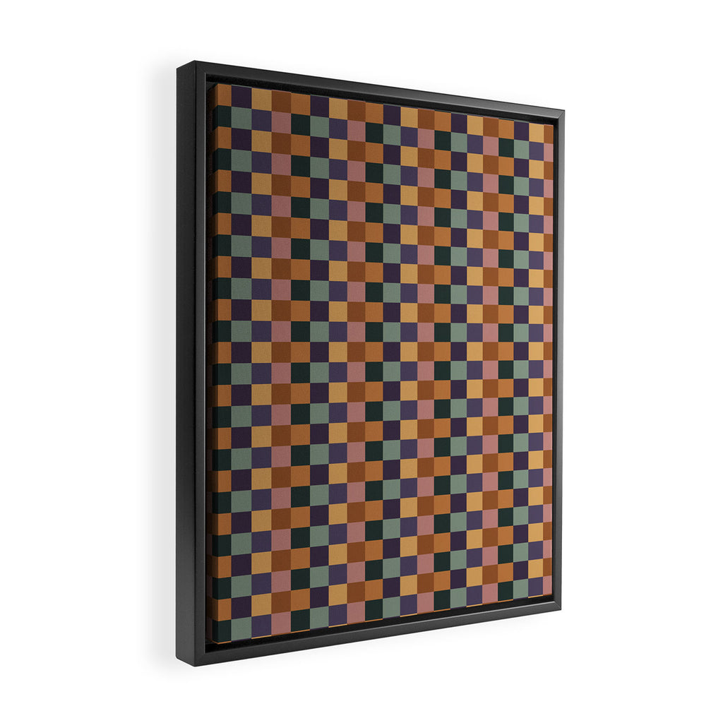 Checkered Multicolor Pattern XII Retro Framed Canvas Print Gallery Image 2