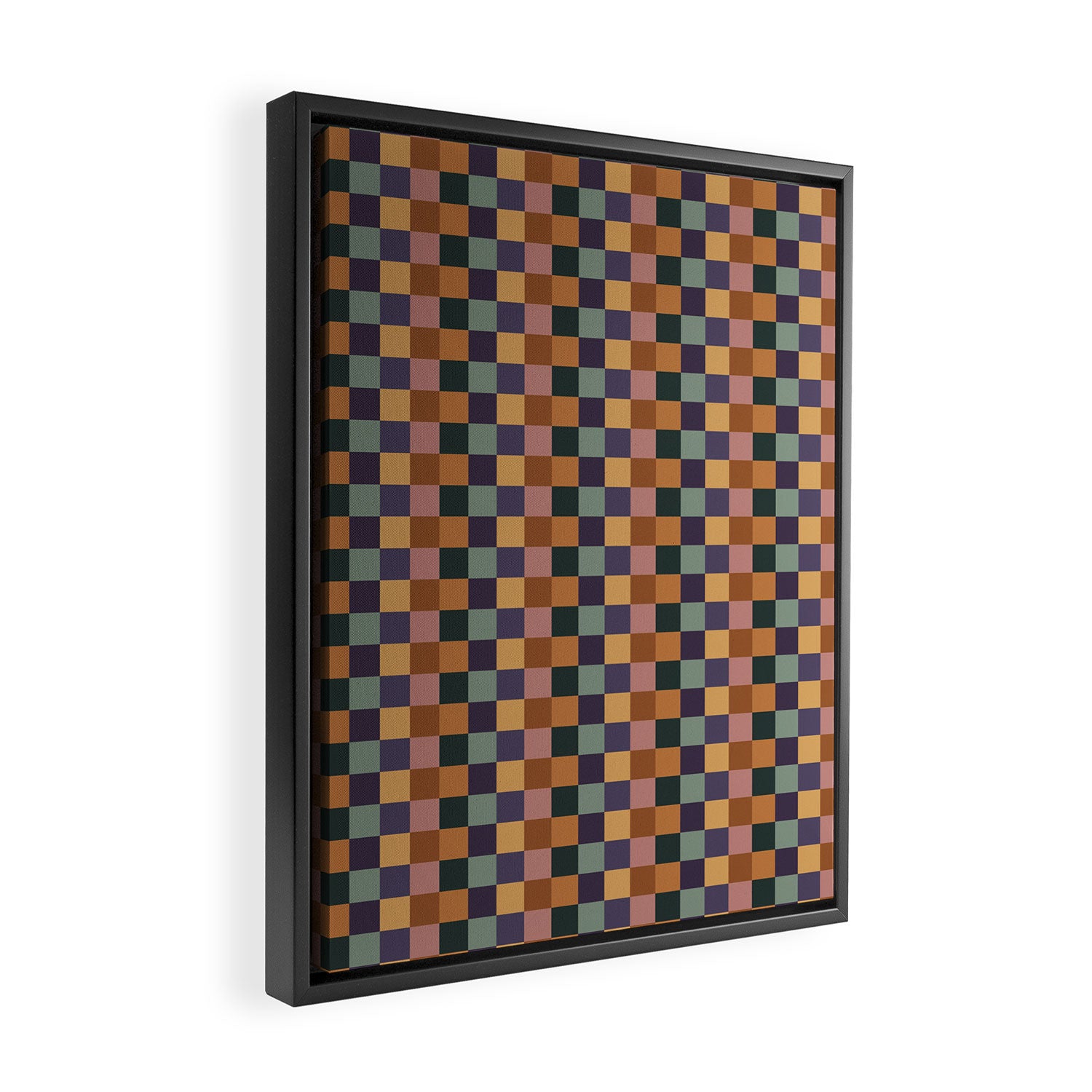 Checkered Multicolor Pattern XII Retro Framed Canvas Print Gallery Image 2