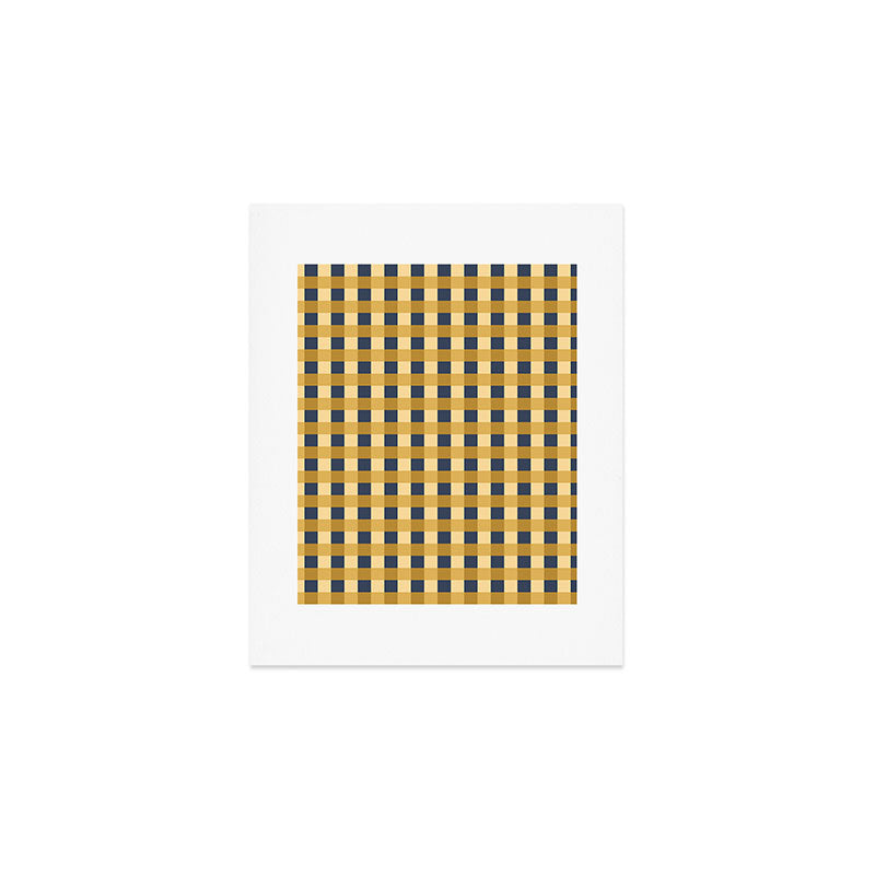 Checkered Multicolor Pattern XIV Yellow and Navy Blue Art Print Gallery Image 1