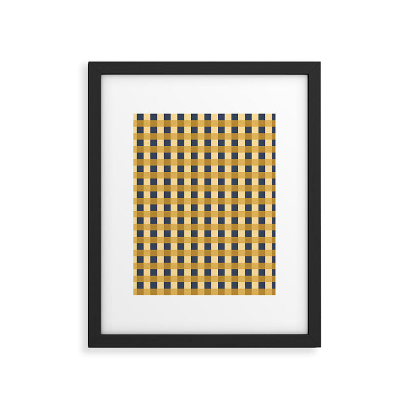 Checkered Multicolor Pattern XIV Yellow and Navy Blue Framed Art Print Gallery Image 6