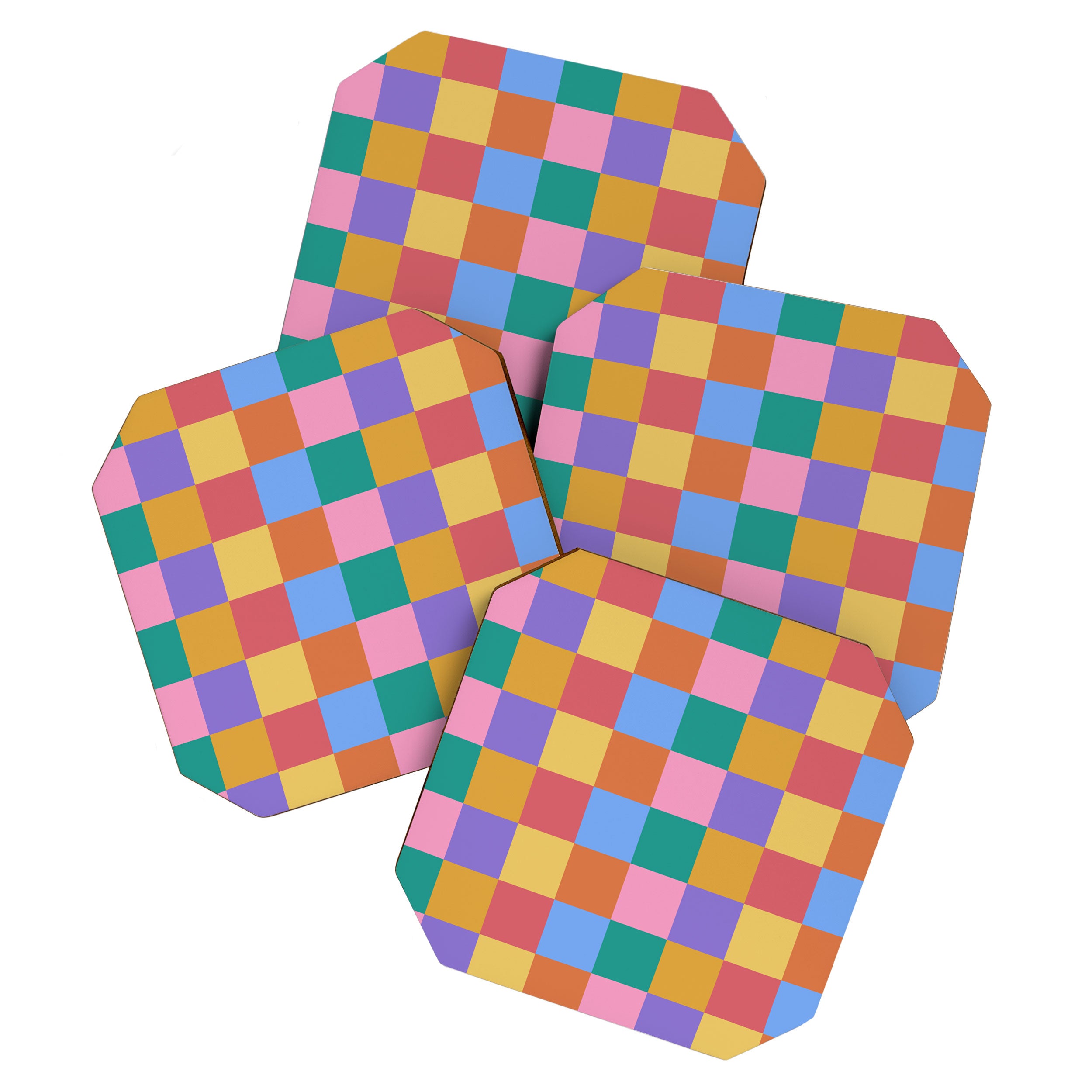 Checkered Multicolor Pattern XIX Colorful Rainbow Coaster Gallery Image 1