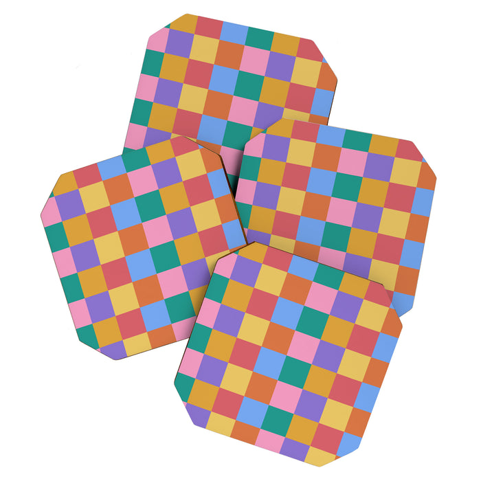 Checkered Multicolor Pattern XIX Colorful Rainbow Coaster Gallery Image 1