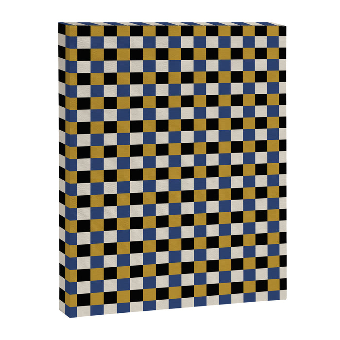 Checkered Multicolor Pattern XV Black Yellow Navy Blue Canvas Print Gallery Image 1