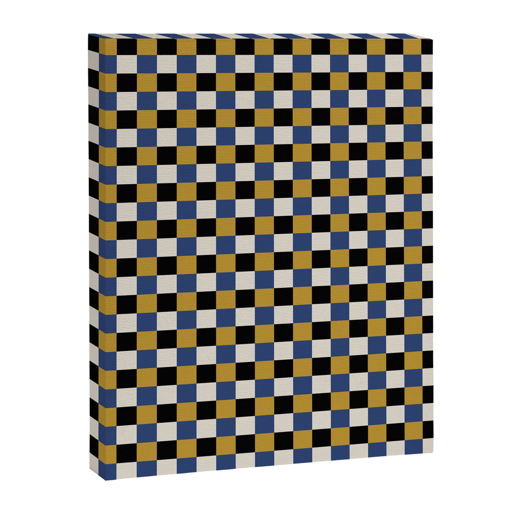Checkered Multicolor Pattern XV Black Yellow Navy Blue Canvas Print Gallery Image 8