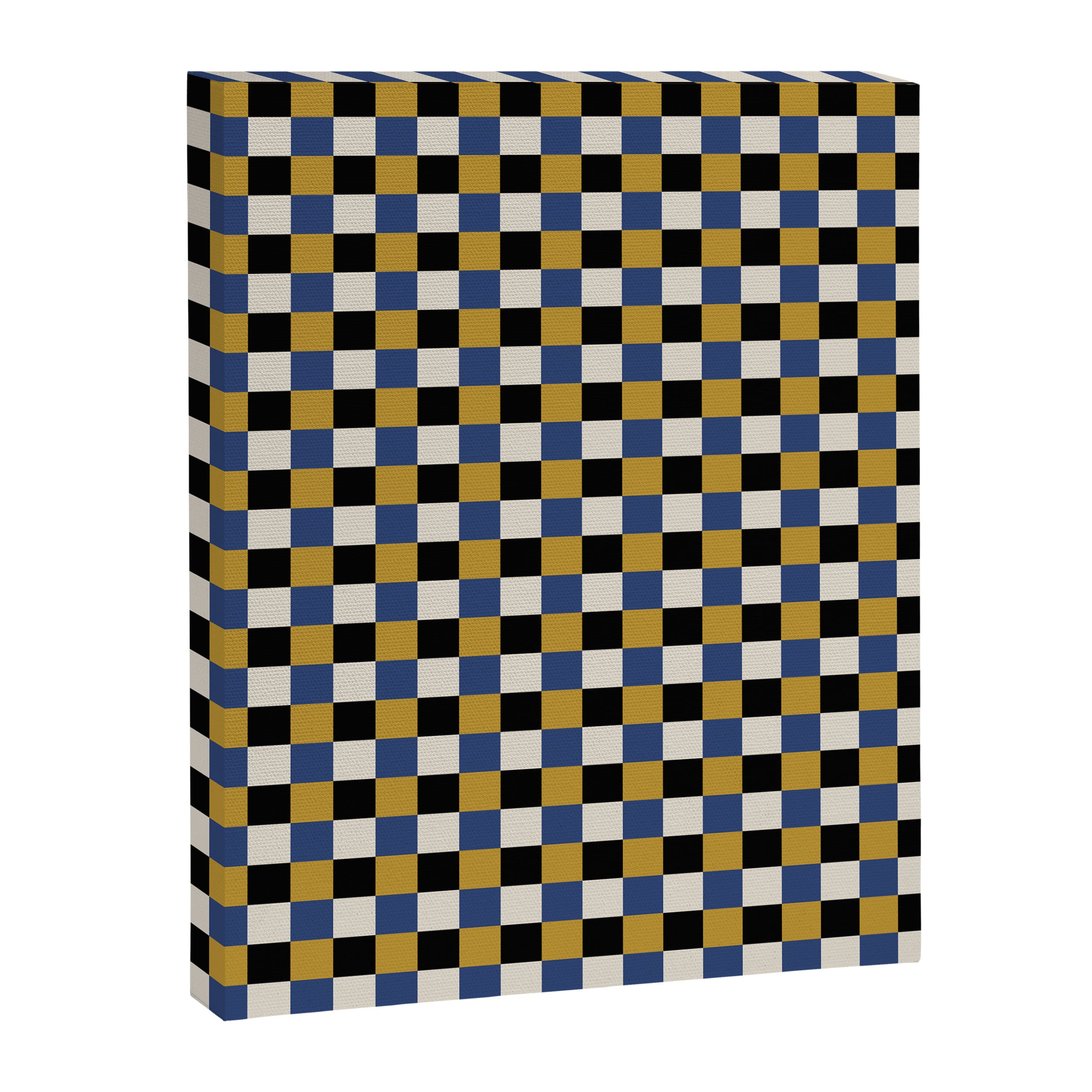 Checkered Multicolor Pattern XV Black Yellow Navy Blue Canvas Print Gallery Image 8