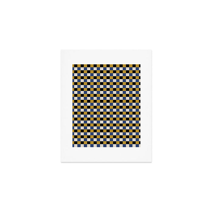 Checkered Multicolor Pattern XV Black Yellow Navy Blue Art Print Gallery Image 1