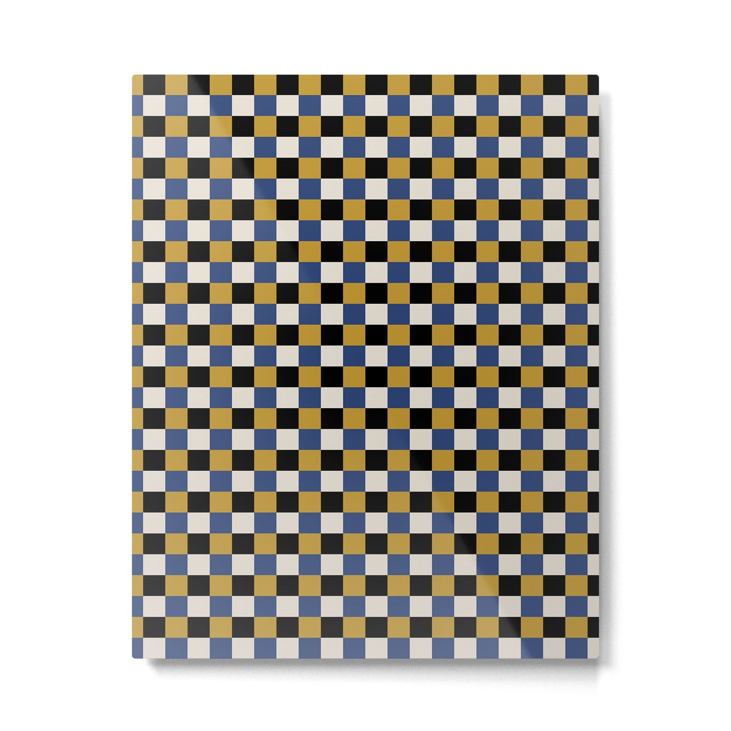 Checkered Multicolor Pattern XV Black Yellow Navy Blue Metal Print Gallery Image 6