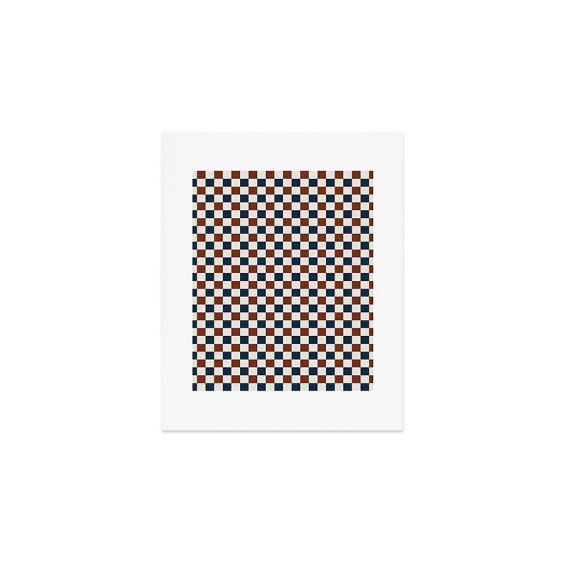 Checkered Multicolor Pattern XVI Red Navy Blue White Art Print Gallery Image 1