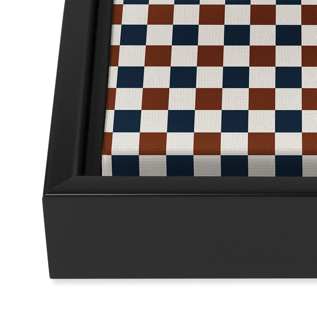 Checkered Multicolor Pattern XVI Red Navy Blue White Framed Canvas Print Gallery Image 3