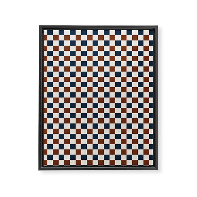 Checkered Multicolor Pattern XVI Red Navy Blue White Framed Canvas Print Gallery Image 8