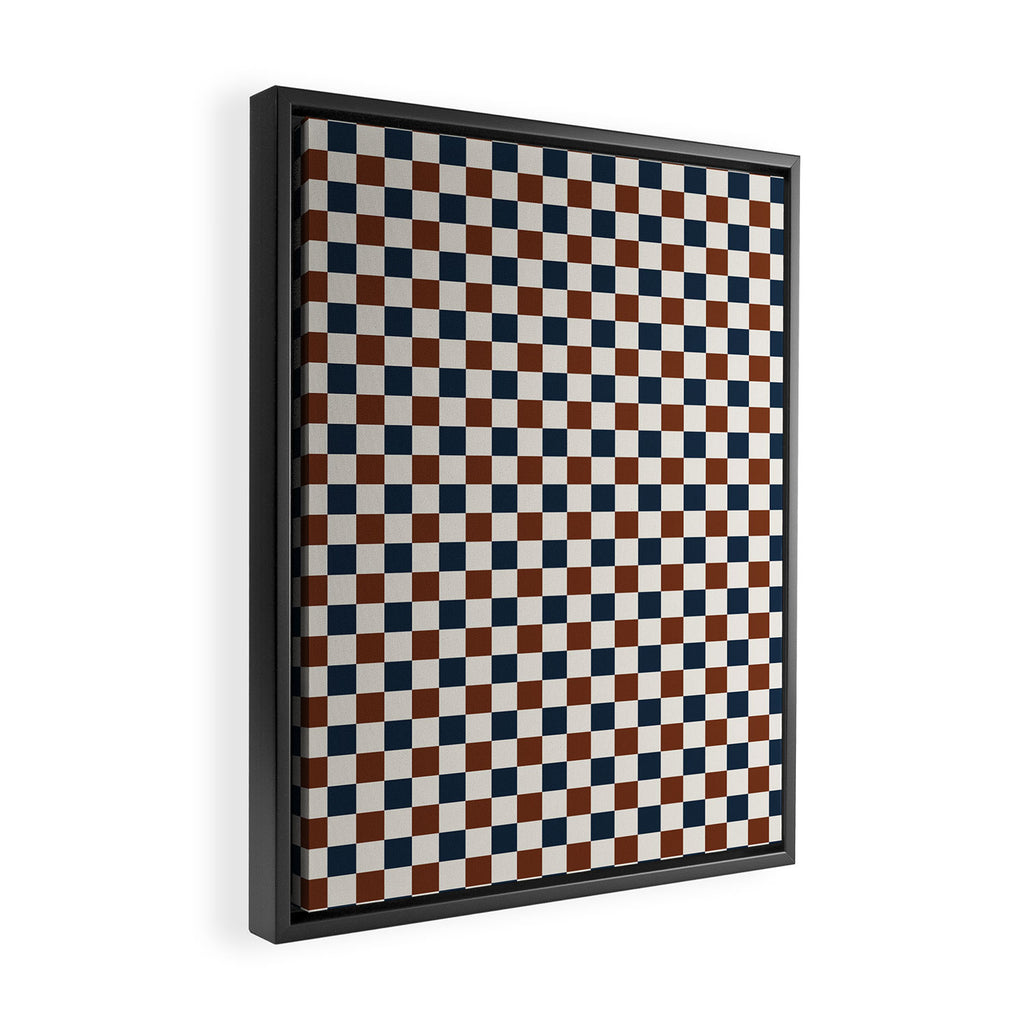 Checkered Multicolor Pattern XVI Red Navy Blue White Framed Canvas Print Gallery Image 2