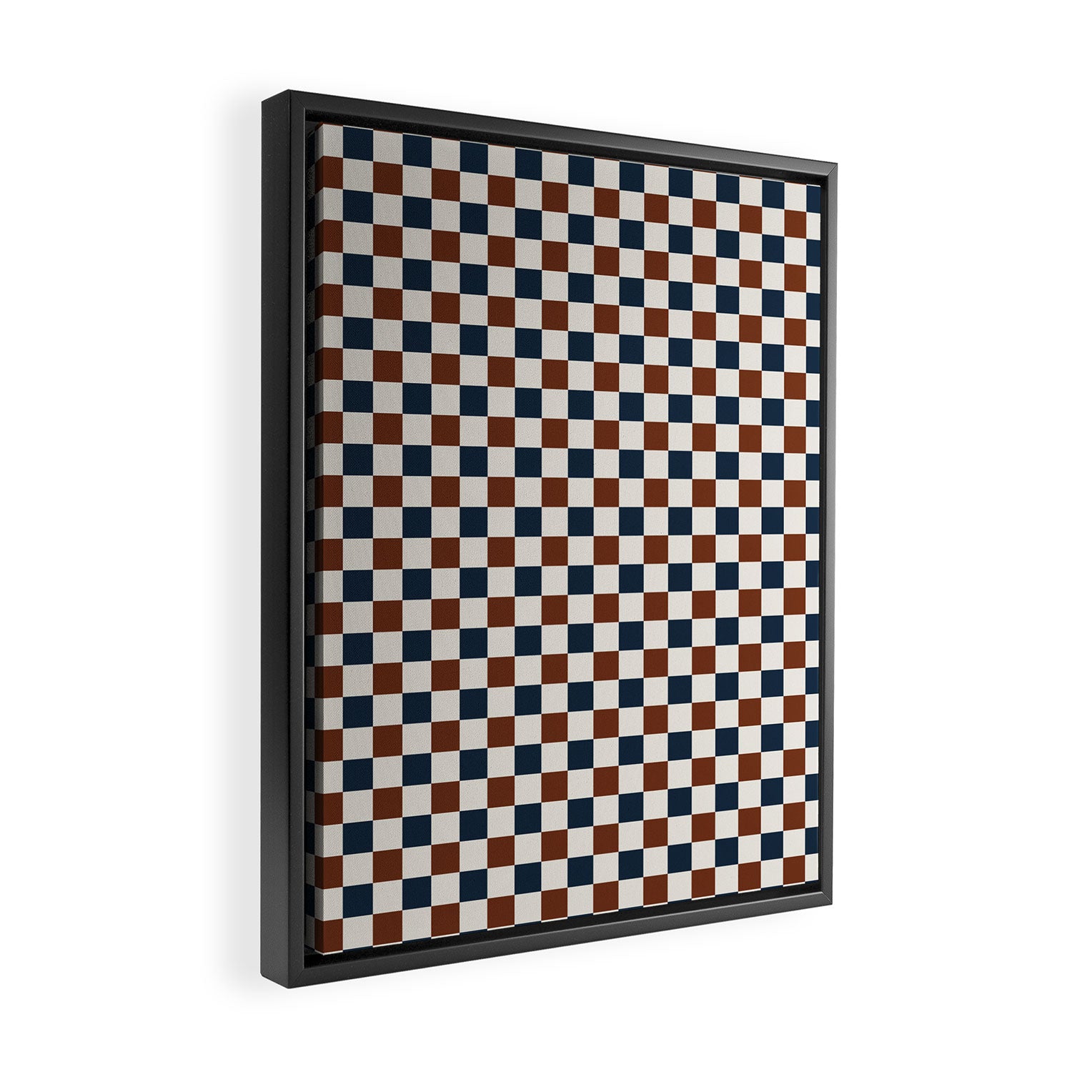Checkered Multicolor Pattern XVI Red Navy Blue White Framed Canvas Print Gallery Image 2