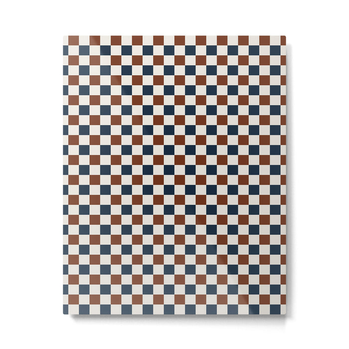 Checkered Multicolor Pattern XVI Red Navy Blue White Metal Print Gallery Image 1