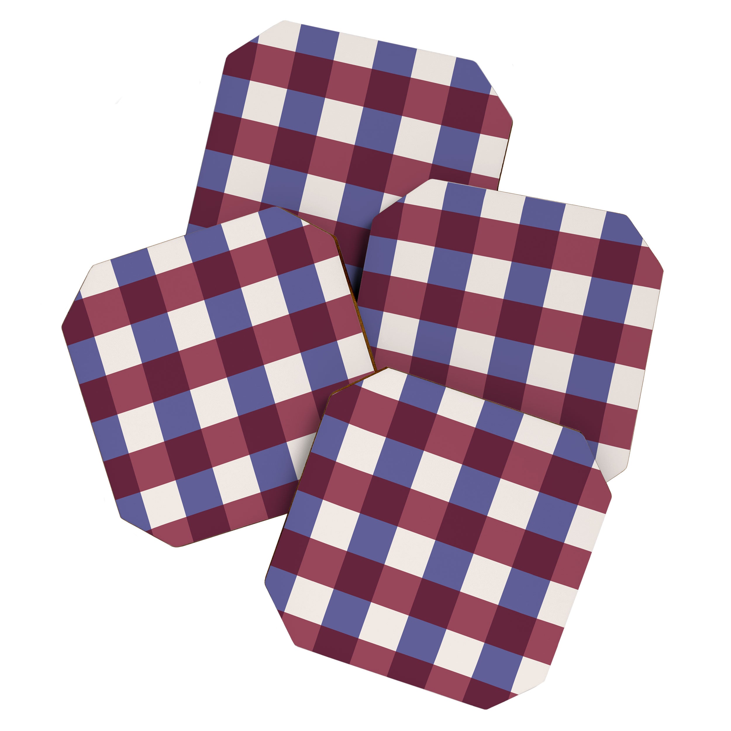 Checkered Multicolor Pattern XVII Berry Red and Violet Coaster Gallery Image 1