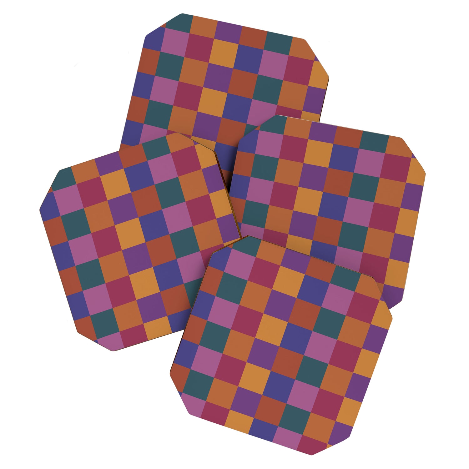 Checkered Multicolor Pattern XVIII Colorful Vibrant Coaster Gallery Image 1