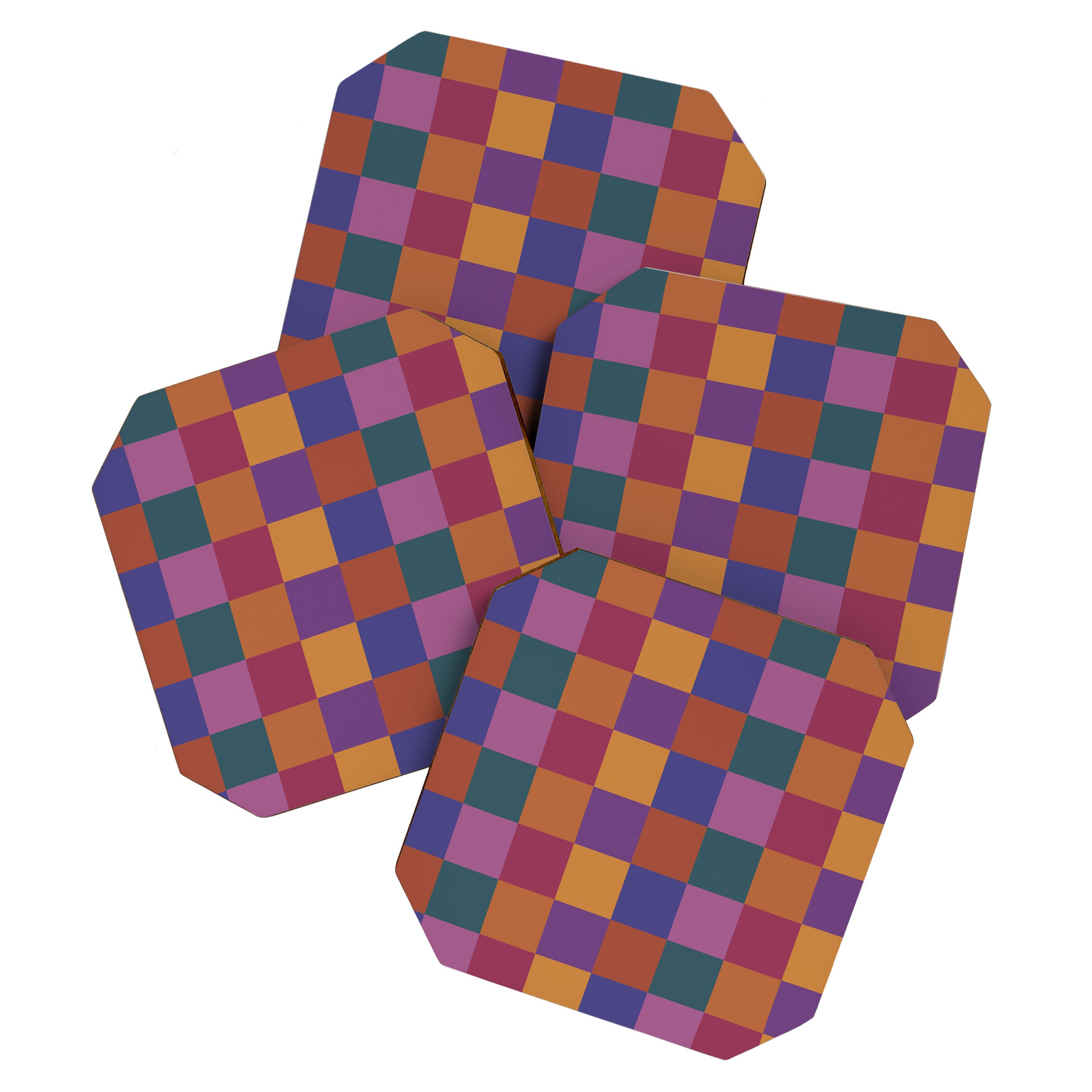 Checkered Multicolor Pattern XVIII Colorful Vibrant Coaster Gallery Image 1
