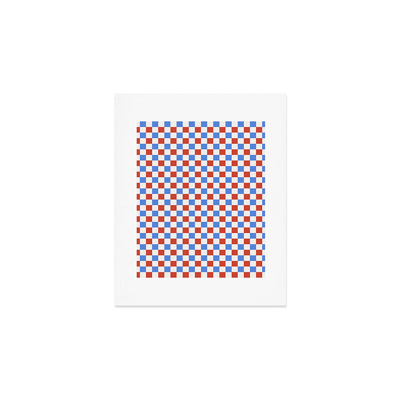 Checkered Multicolor Pattern XX Red White Blue Art Print Gallery Image 1