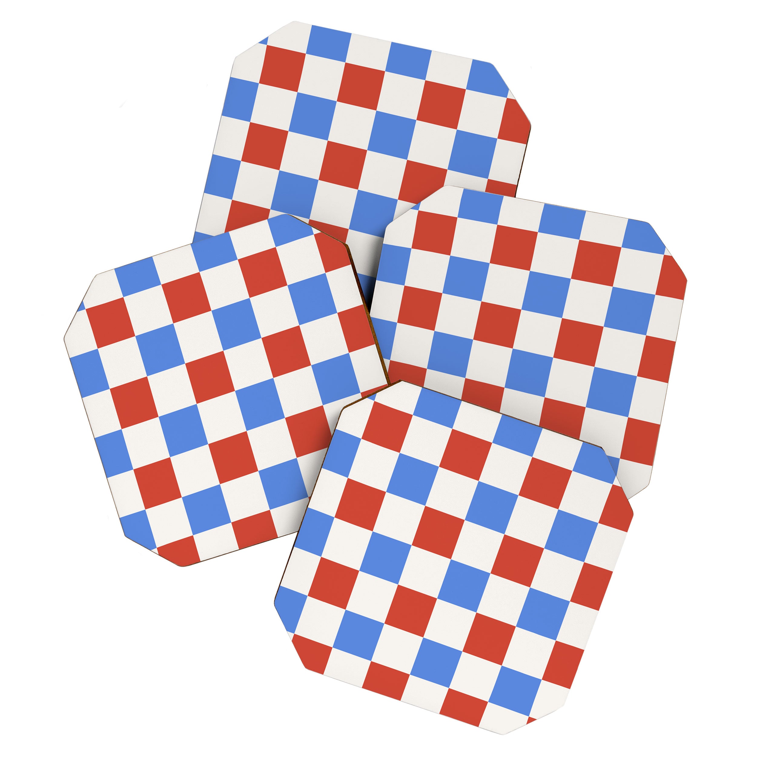 Checkered Multicolor Pattern XX Red White Blue Coaster Gallery Image 1
