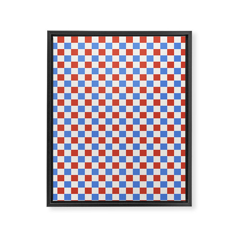 Checkered Multicolor Pattern XX Red White Blue Framed Canvas Print Gallery Image 8