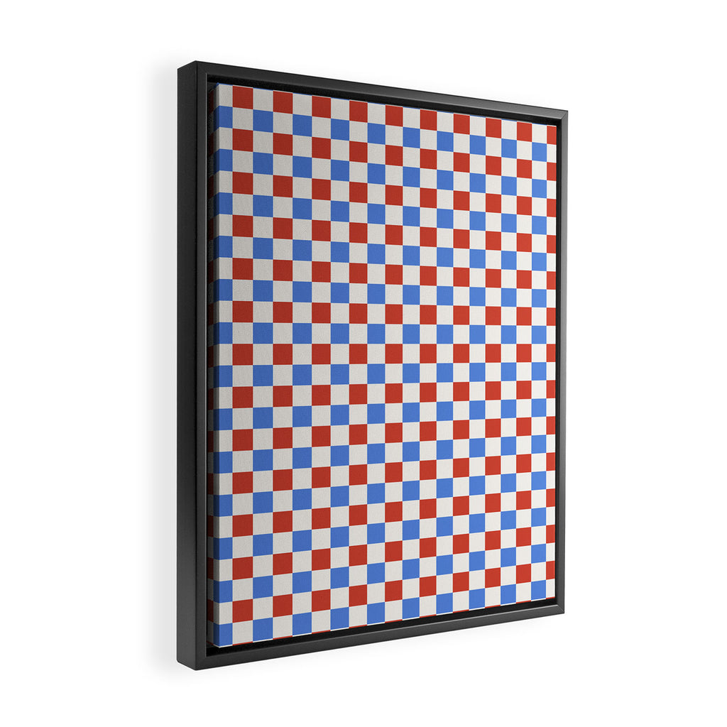 Checkered Multicolor Pattern XX Red White Blue Framed Canvas Print Gallery Image 2
