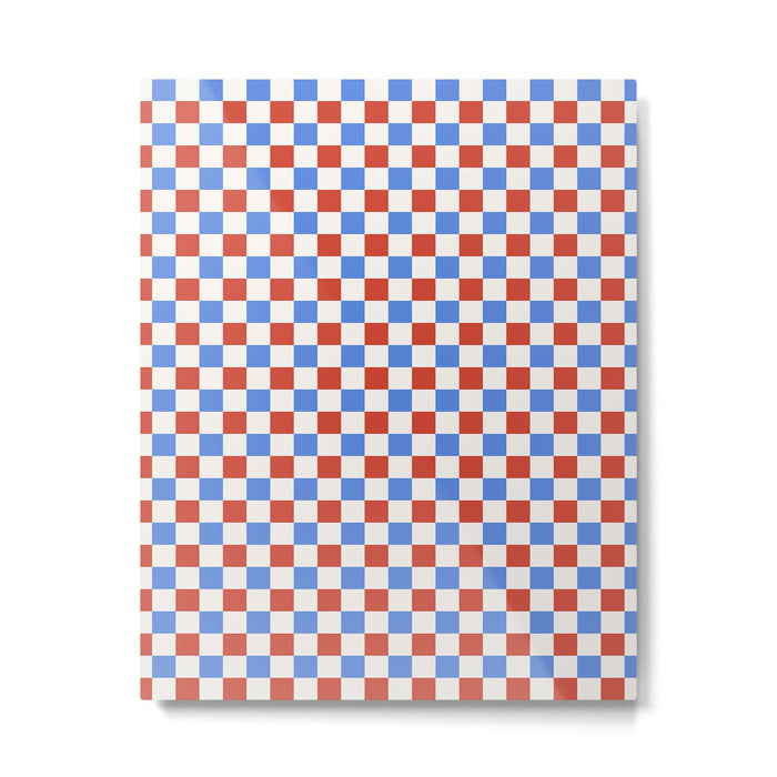 Checkered Multicolor Pattern XX Red White Blue Metal Print Gallery Image 1