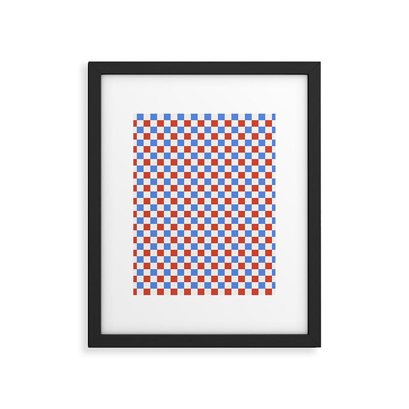 Checkered Multicolor Pattern XX Red White Blue Framed Art Print Gallery Image 6