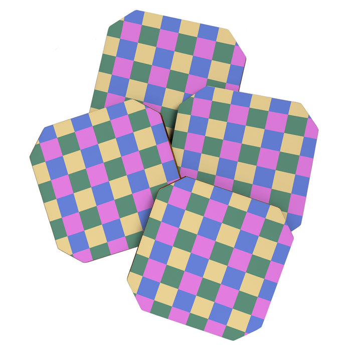 Checkered Multicolor Pattern XXI Colorful Spring Coaster Gallery Image 1
