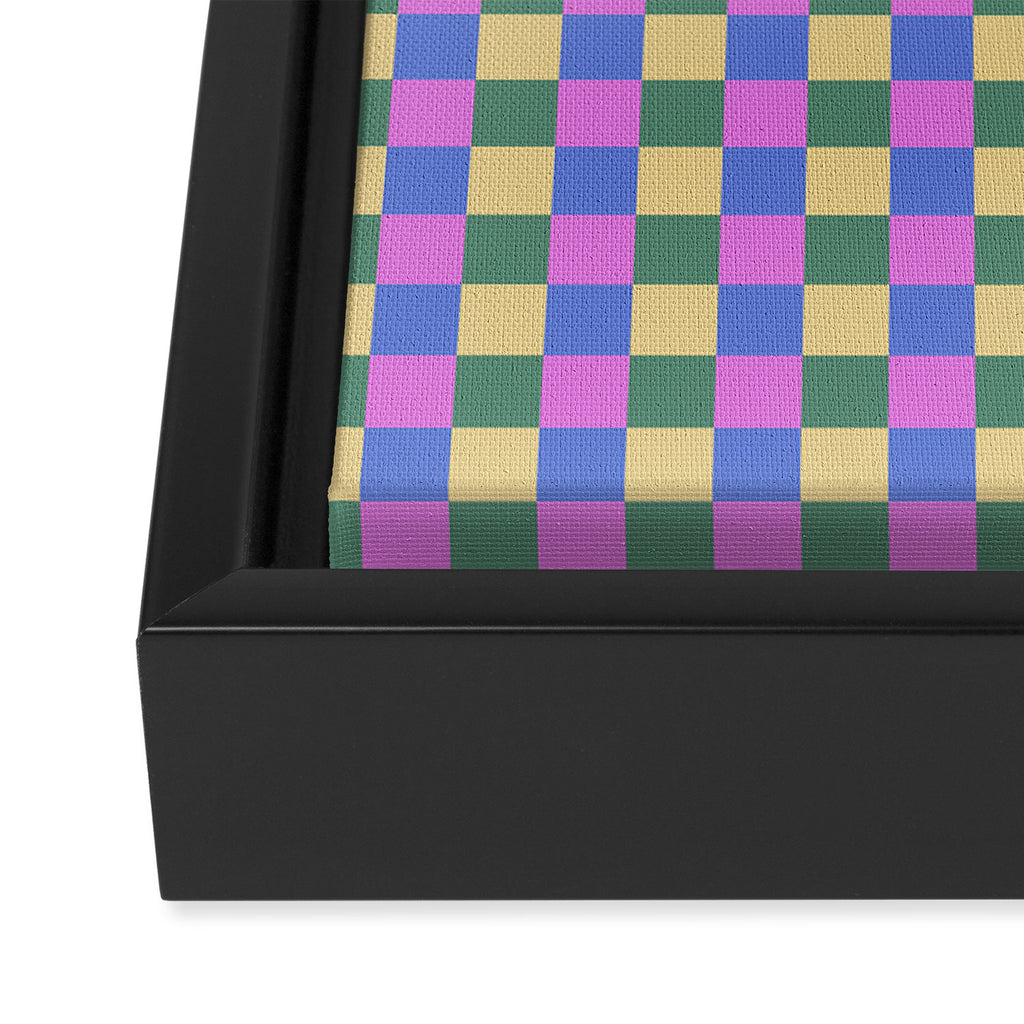 Checkered Multicolor Pattern XXI Colorful Spring Framed Canvas Print Gallery Image 3