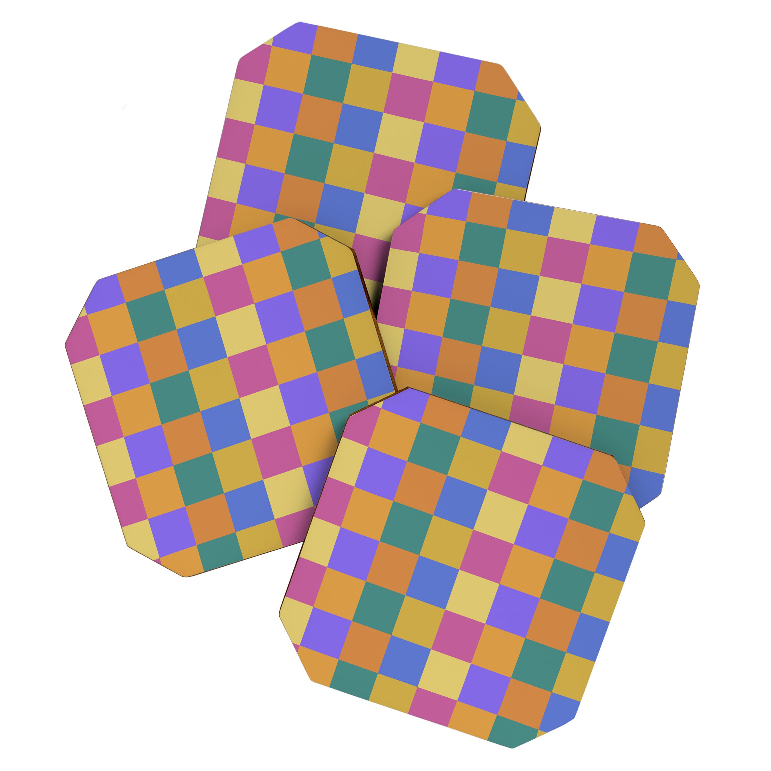 Checkered Multicolor Pattern XXII Colorful Bright Coaster Gallery Image 1