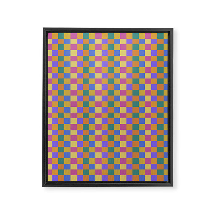 Checkered Multicolor Pattern XXII Colorful Bright Framed Canvas Print Gallery Image 1