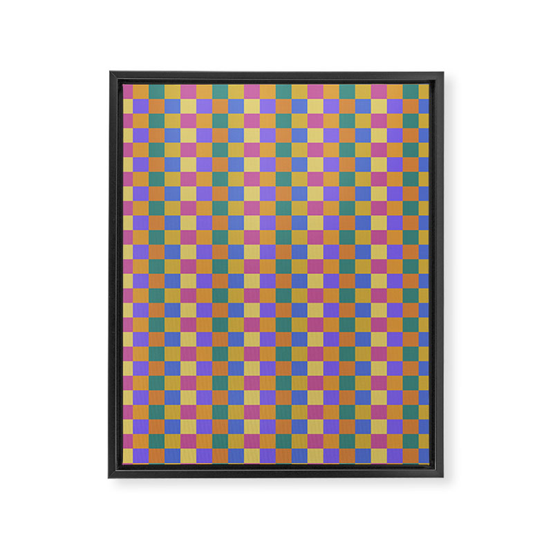 Checkered Multicolor Pattern XXII Colorful Bright Framed Canvas Print Gallery Image 8