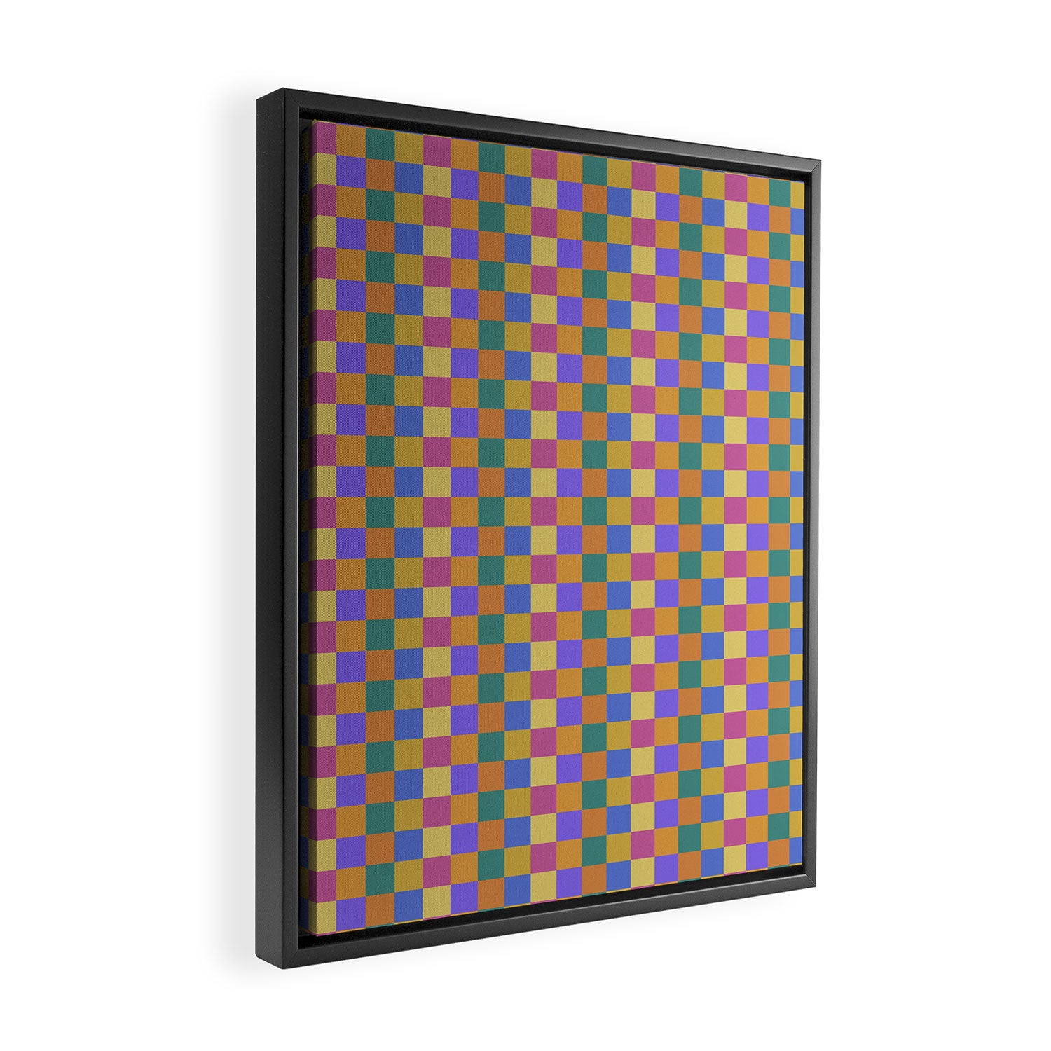 Checkered Multicolor Pattern XXII Colorful Bright Framed Canvas Print Gallery Image 2