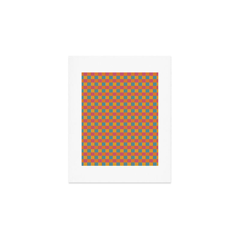 Checkered Multicolor Pattern XXIII Vibrant Retro Art Print Gallery Image 1