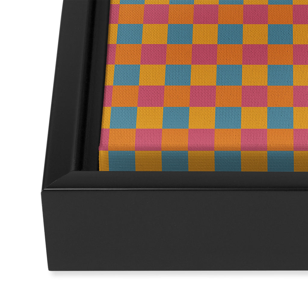 Checkered Multicolor Pattern XXIII Vibrant Retro Framed Canvas Print Gallery Image 3