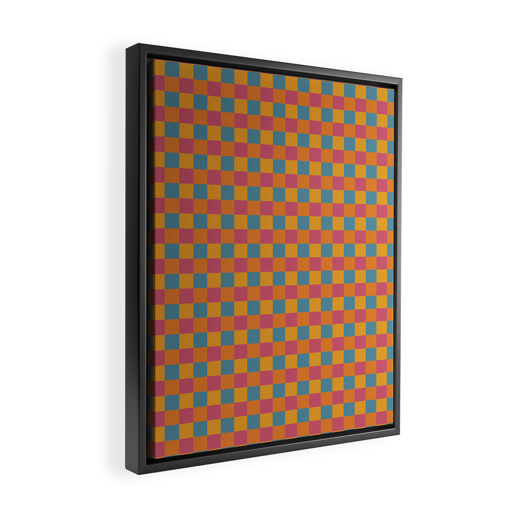 Checkered Multicolor Pattern XXIII Vibrant Retro Framed Canvas Print Gallery Image 2