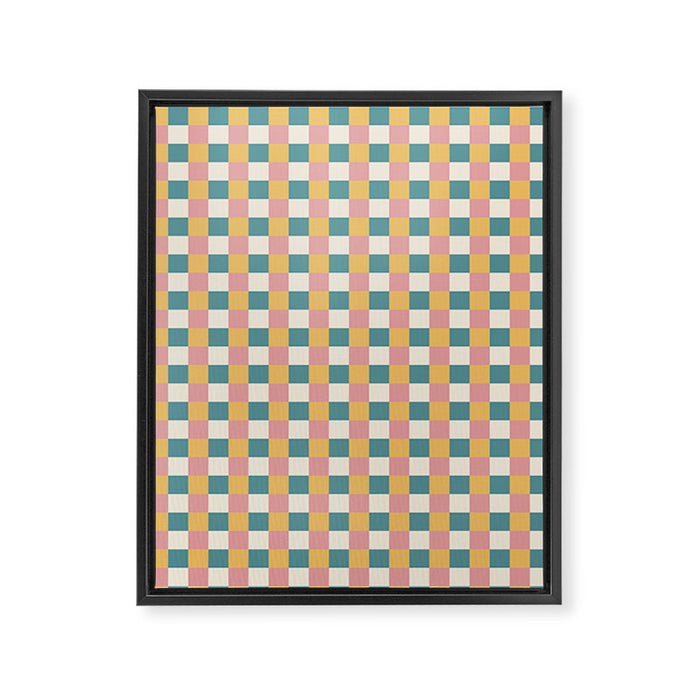 Checkered Multicolor Pattern XXIX Beachy Summer Framed Canvas Print Gallery Image 1