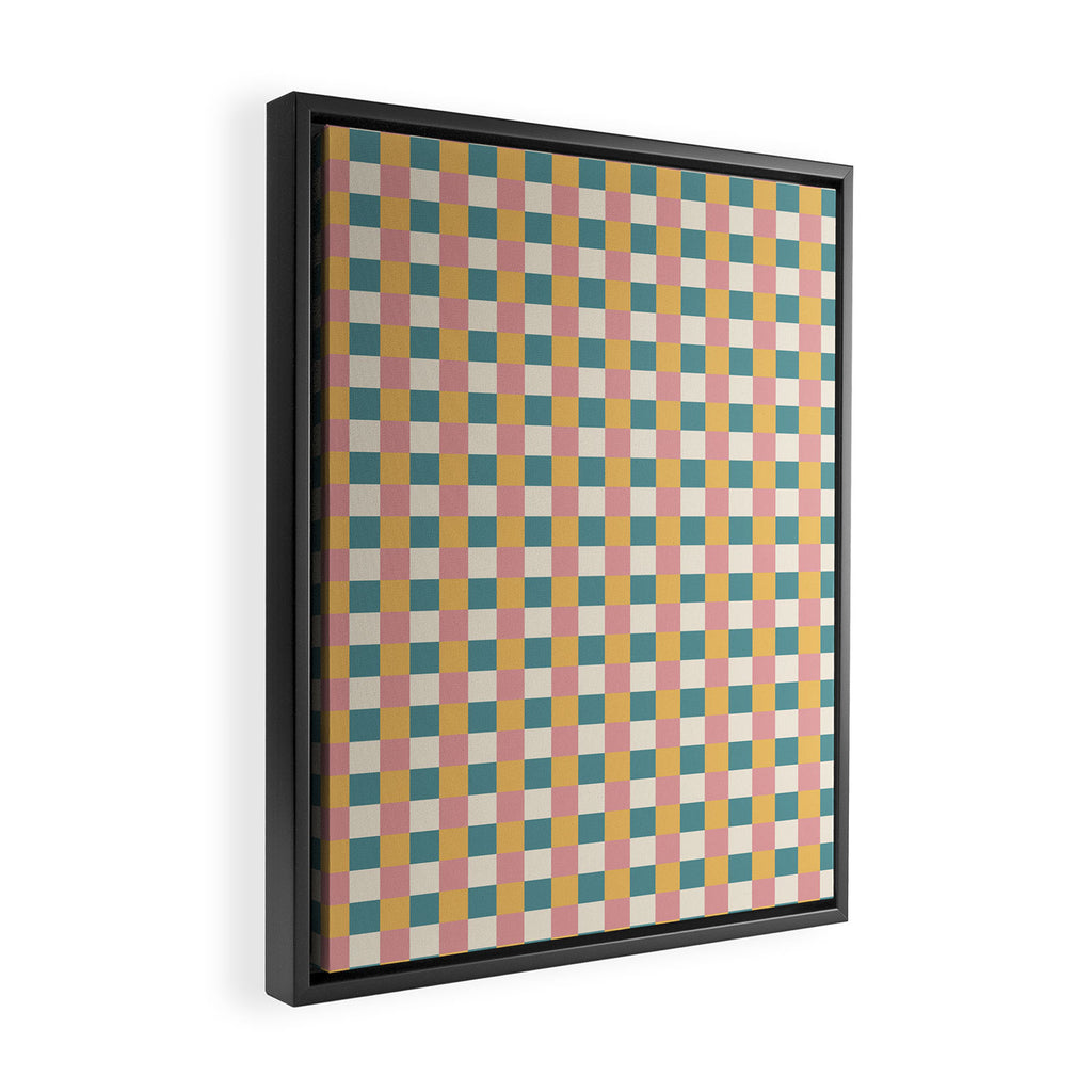 Checkered Multicolor Pattern XXIX Beachy Summer Framed Canvas Print Gallery Image 2